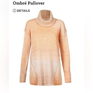 CAbi Orang and Gray Striped Turtleneck Sweater